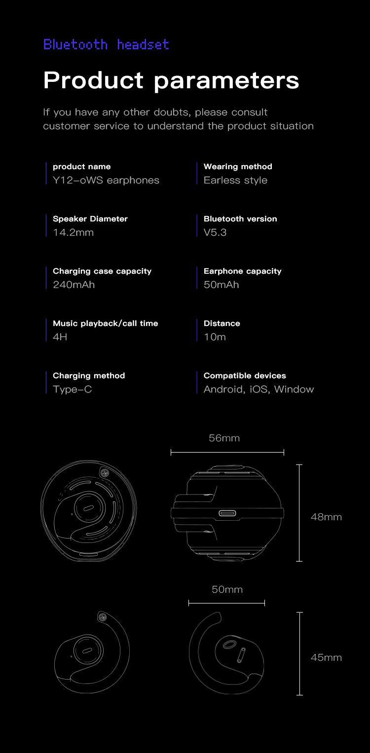 Bluetooth 5.3 waterproof IPX7 Earbuds earphones sport wireless earbuds with carabiner dust protection ear hook Ear clip