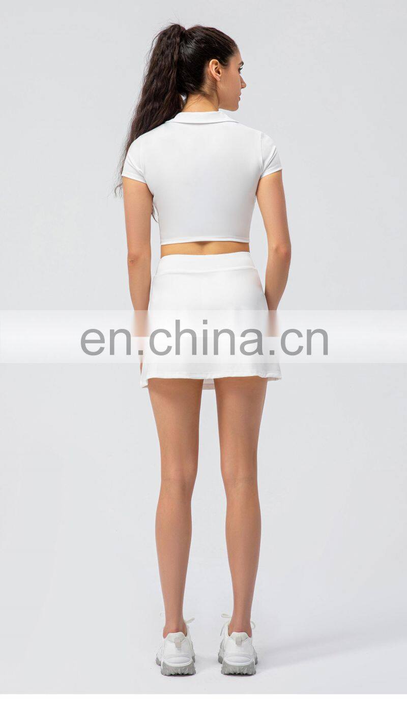 Customized Fashion Sports Suit Sports T Shirt Women 2 Piece Outfits Girl's Tennis Skirt