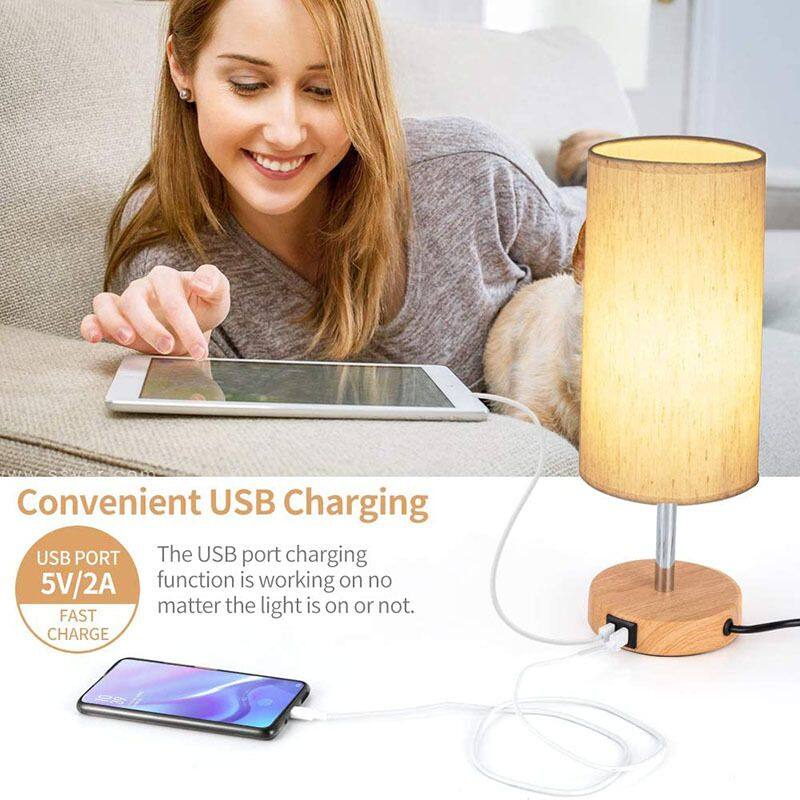 USB Rechargeable Linen Table Lamp