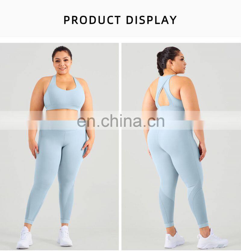Tiktok 2 Pcs Women Fitness Yoga Sets Workout Plus Size Sport Wear Sexy Mesh Leggings