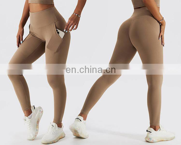 Winter Warm Fleece Yoga Fitness Leggings With Pockets Tiktok Curved Stitching Sports Pants