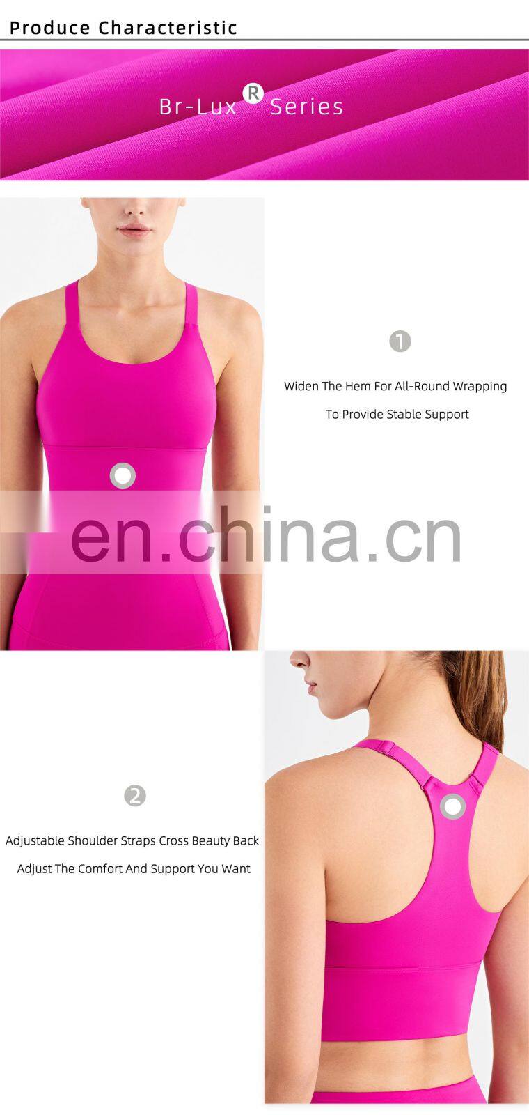 Breathable Adjustable Strap Racer Back Wholesale Fitness Gym Wear Women Sports Yoga Bra