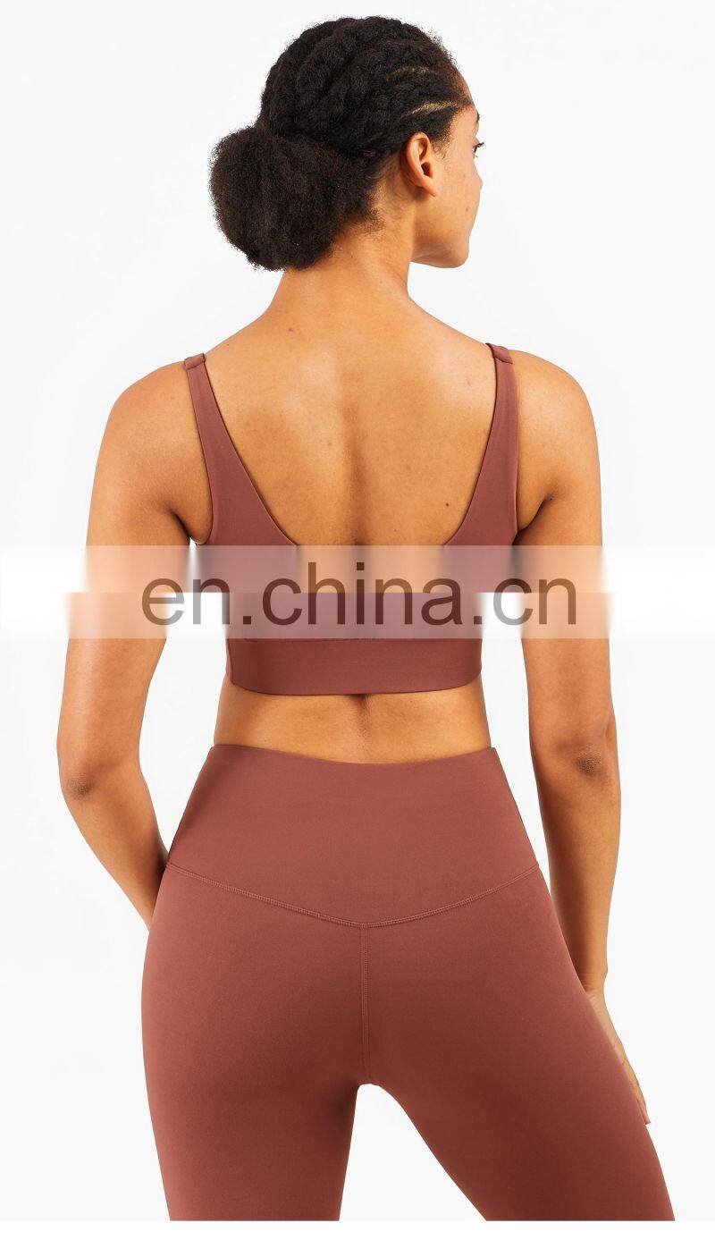 LOLOLULU Private Label Women Gym Yoga Bra V Neck Tank Top Fitness Athletic Clothes