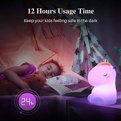 3500K Nursery Silicone USB Portable Color Charging Cute LED Unicorn Night Lights for Kids Bedroom Decor Birthday gift