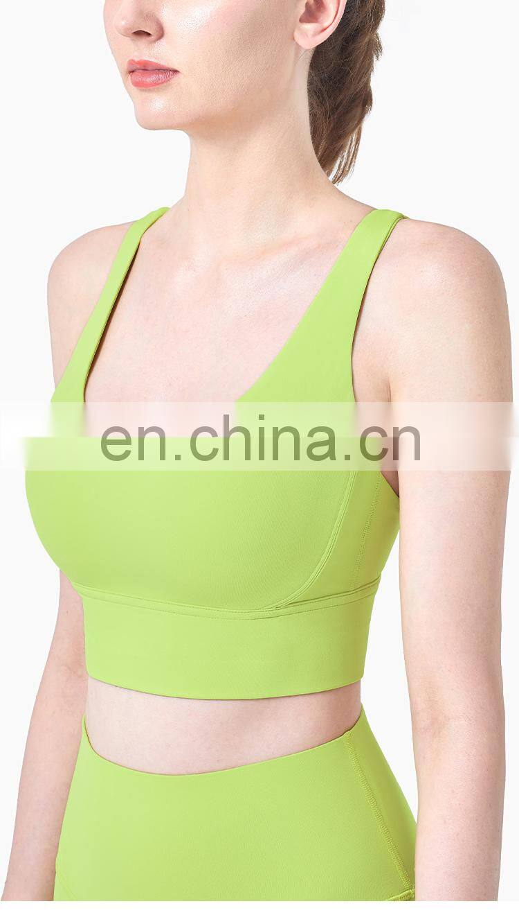 Private Label High Quality Ladies Sportswear Push up Yoga Bra U Neck Women Sexy Sports Bra Logo