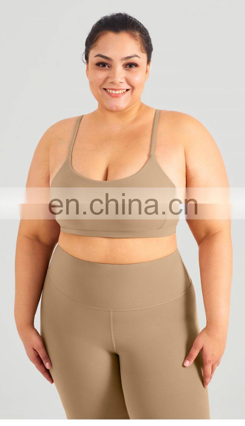 Hot Sale V Back Nude Sport Yoga Bra Sexy Woman Eco Gym Figym Fitness Top