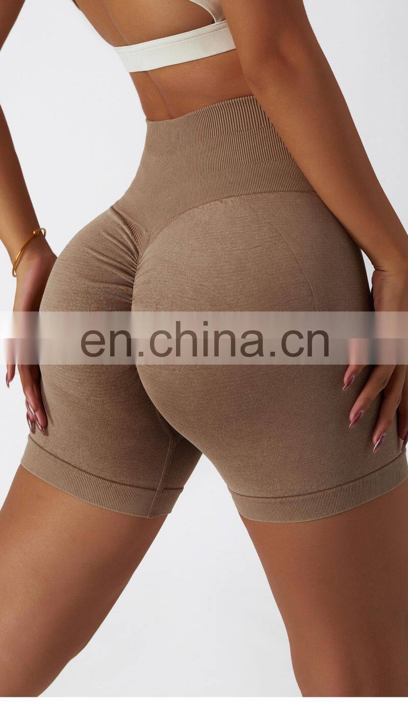 Hot Sale Gym Seamless Biker Shorts High Waist Yoga Scrunch Butt Leggings