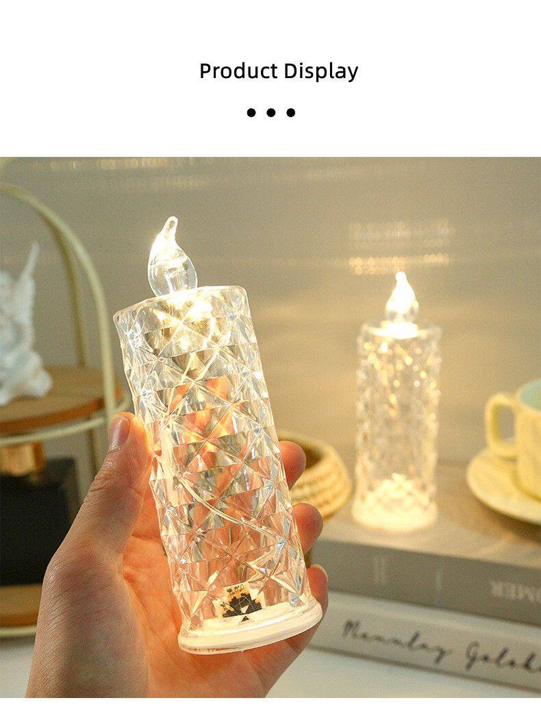 LED Rose Halo Candle Light Romantic Night Light Creative Luminous Electronic Candle Night Light