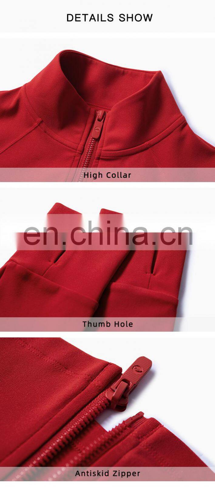 Christmas Women Thumb Holes Yoga Jackets Wholesale Gym Long Sleeve Slim Sport Wears