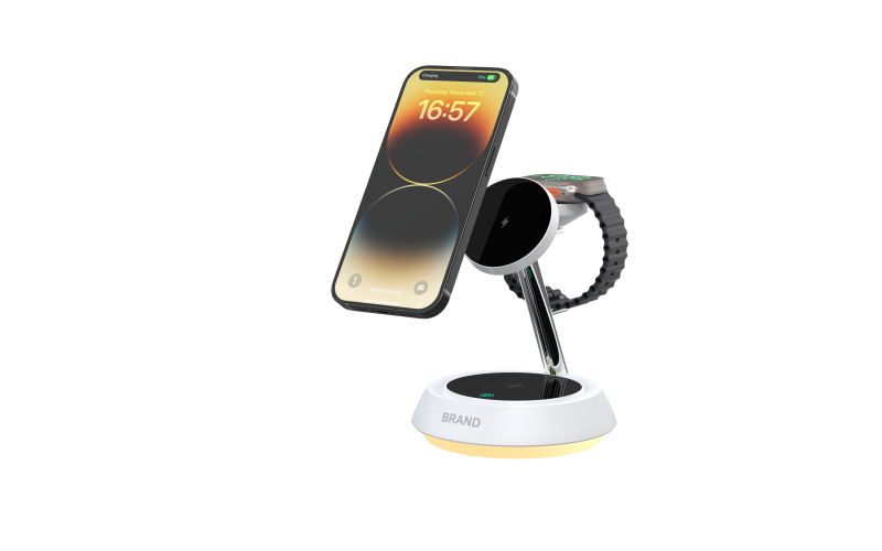 3-in-1 Multifunctional Magnetic Wireless Charger with LED Lamp Holder Integrated Multi-Feature Solution