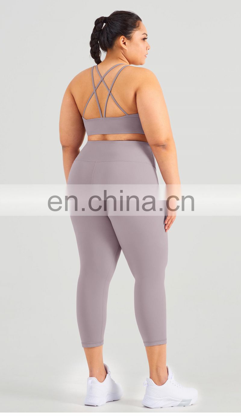 2 Pcs High Impact Yoga Gym Sets Women Fitness Sexy Plus Size Activewear Suit