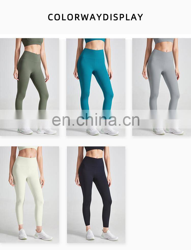 Half Cross Waist Design Printed Butt Lift Gym Leggings Yoga Gym Wear High Support