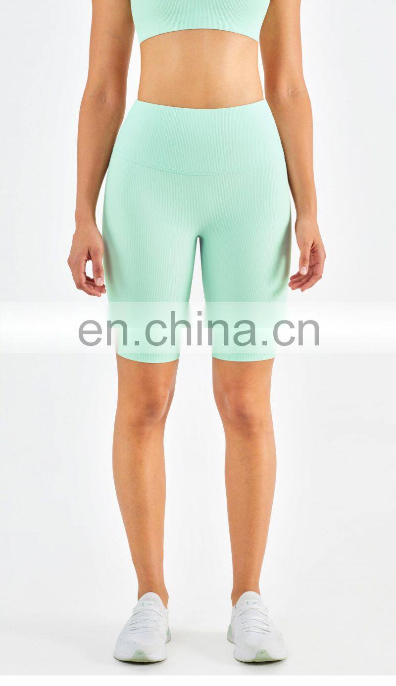 OEM Service Sportswear Women's Rib Short Fitness Gym Yoga Short Without T Line