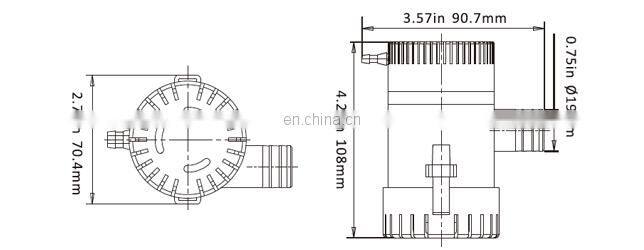 12V Electric Marine Submersible non-automatic 350GPH bilge pumps