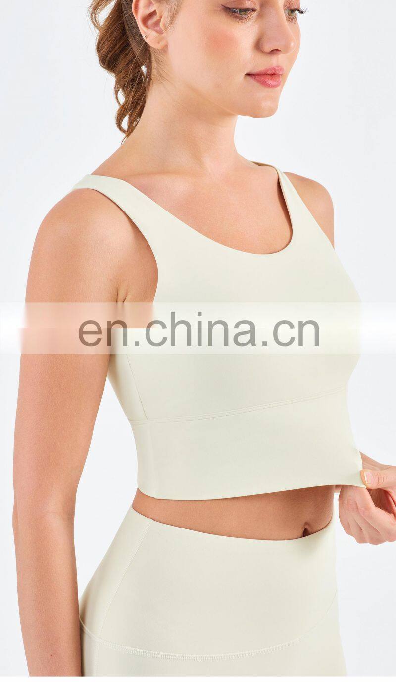 Tik Tok Women V Shaped Open Back High Elastic Yoga Bras Gym Running Workout Tank Tops