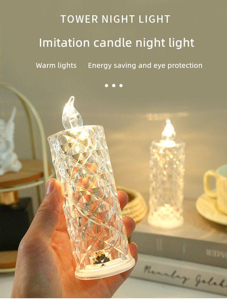 LED Rose Halo Candle Light Romantic Night Light Creative Luminous Electronic Candle Night Light