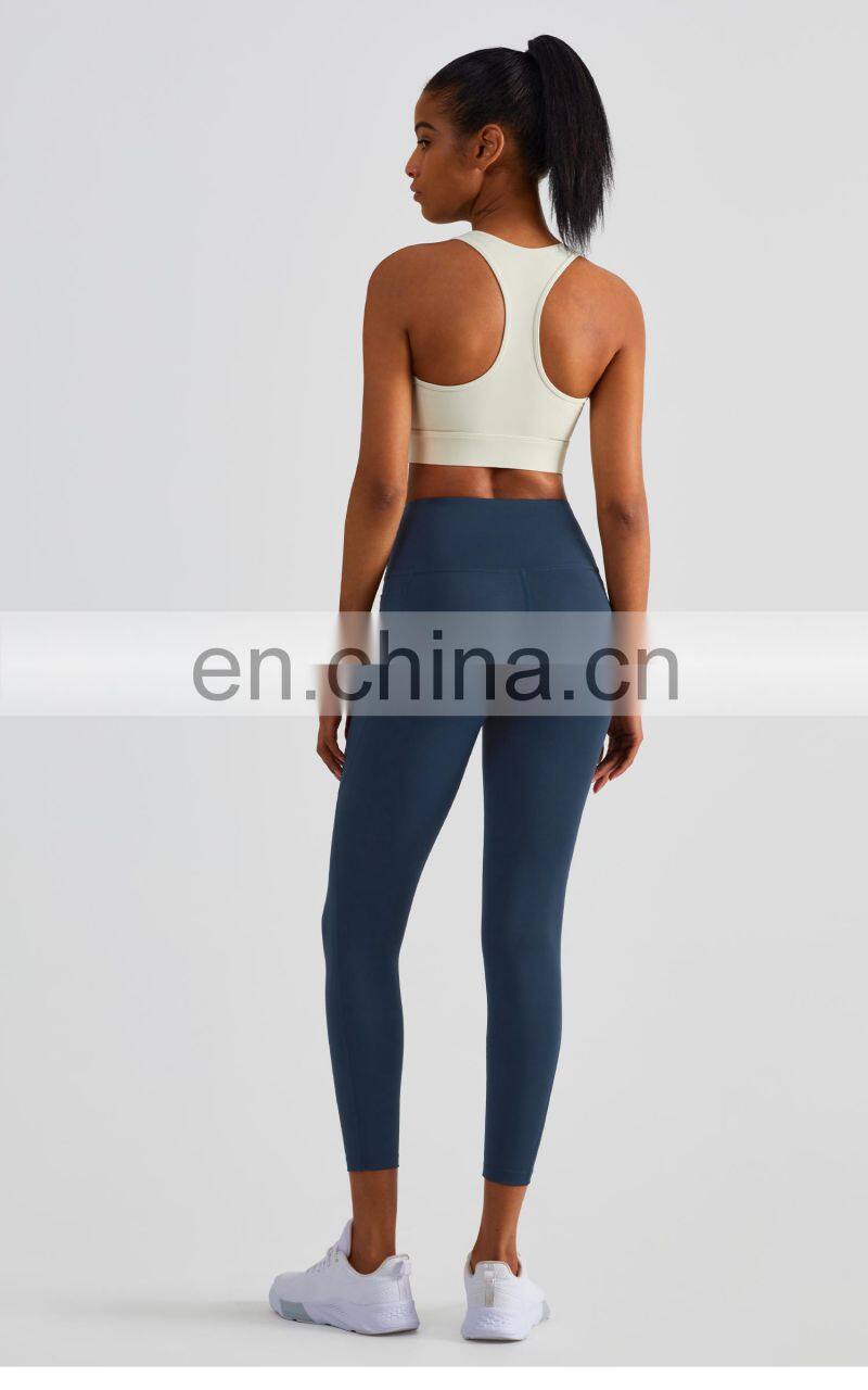 New Arrival Front Zip Sports Quick Dry Gym Bras Women Racer Back High Impact Yog Tops