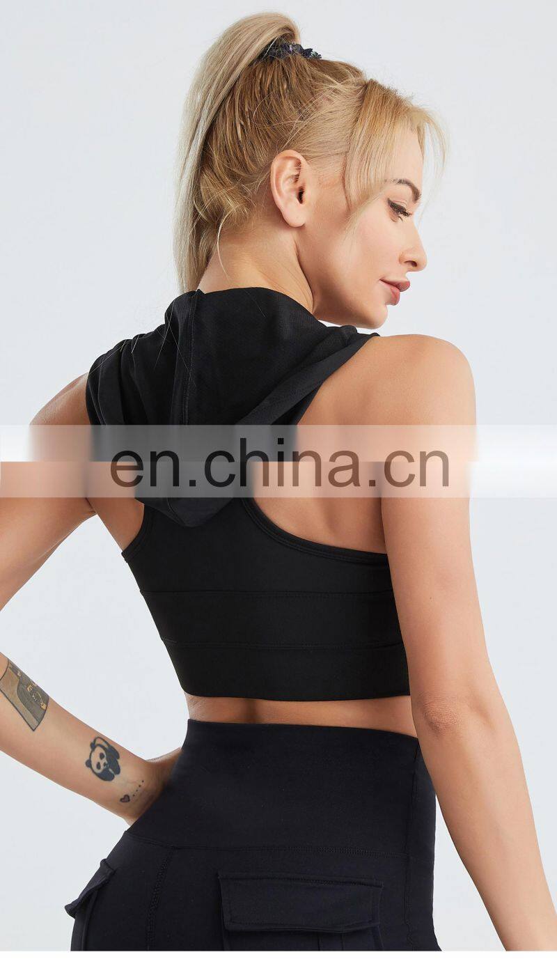 Hooded Running Grid Sports Vest Quick-Drying Breathable Nude Yoga Fitness Bra