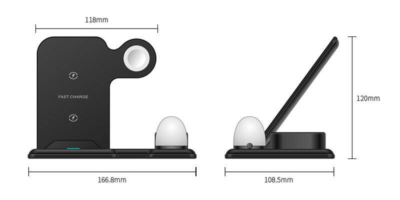 4 in 1  Wireless Charger smart phone watch earphone 15W fast charging power station stand