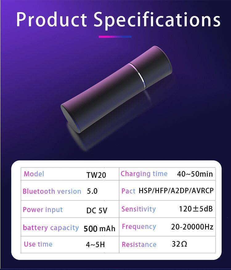 New tw20 Bluetoth headset 5.0 wireless sports earplug TWS stereo factory direct sales