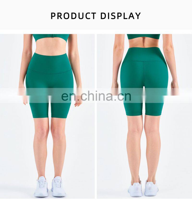 High Waisted Yoga Shorts For Women Without T Line Elastic Sport Fitness Biker Shorts
