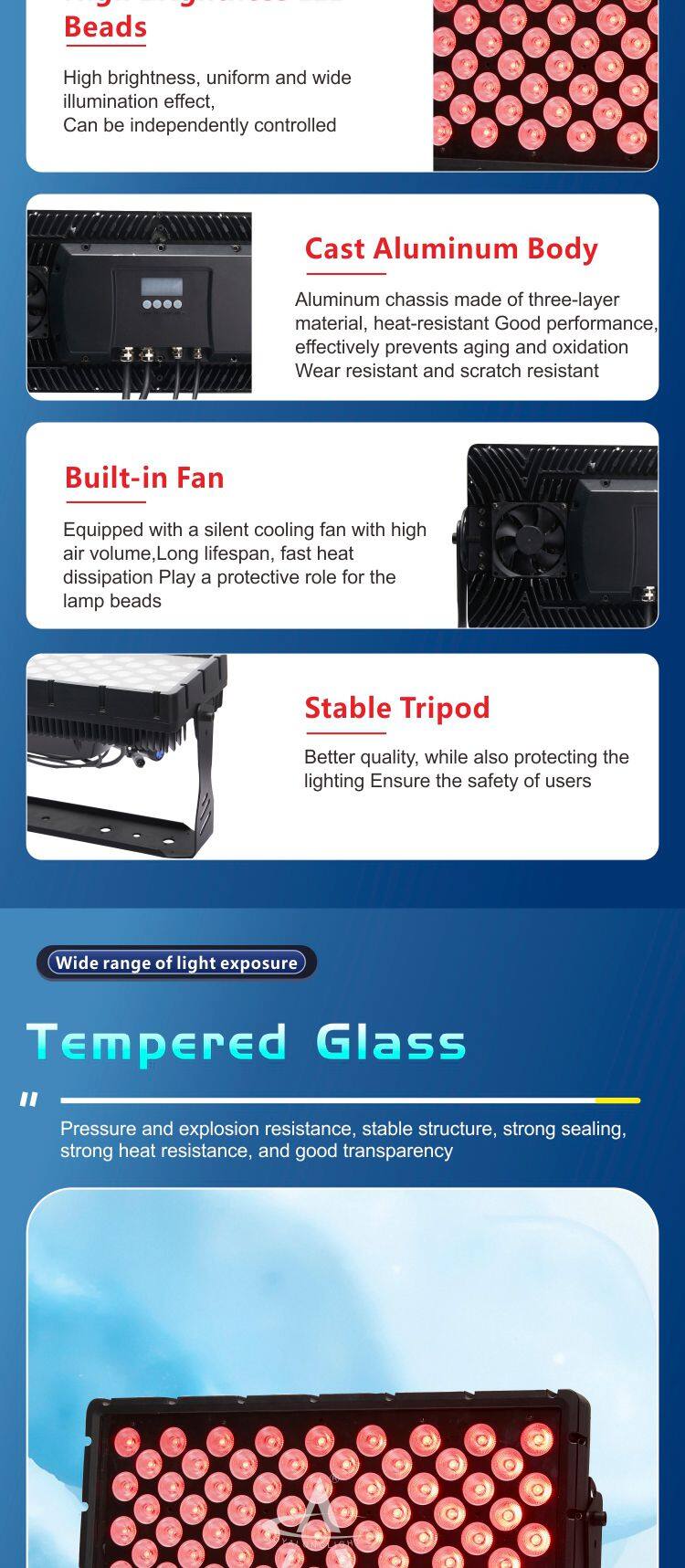 TG60 IP65 LED Waterproof Floodlight 60x15W RGBW 4in1 800W DMX Effect Light