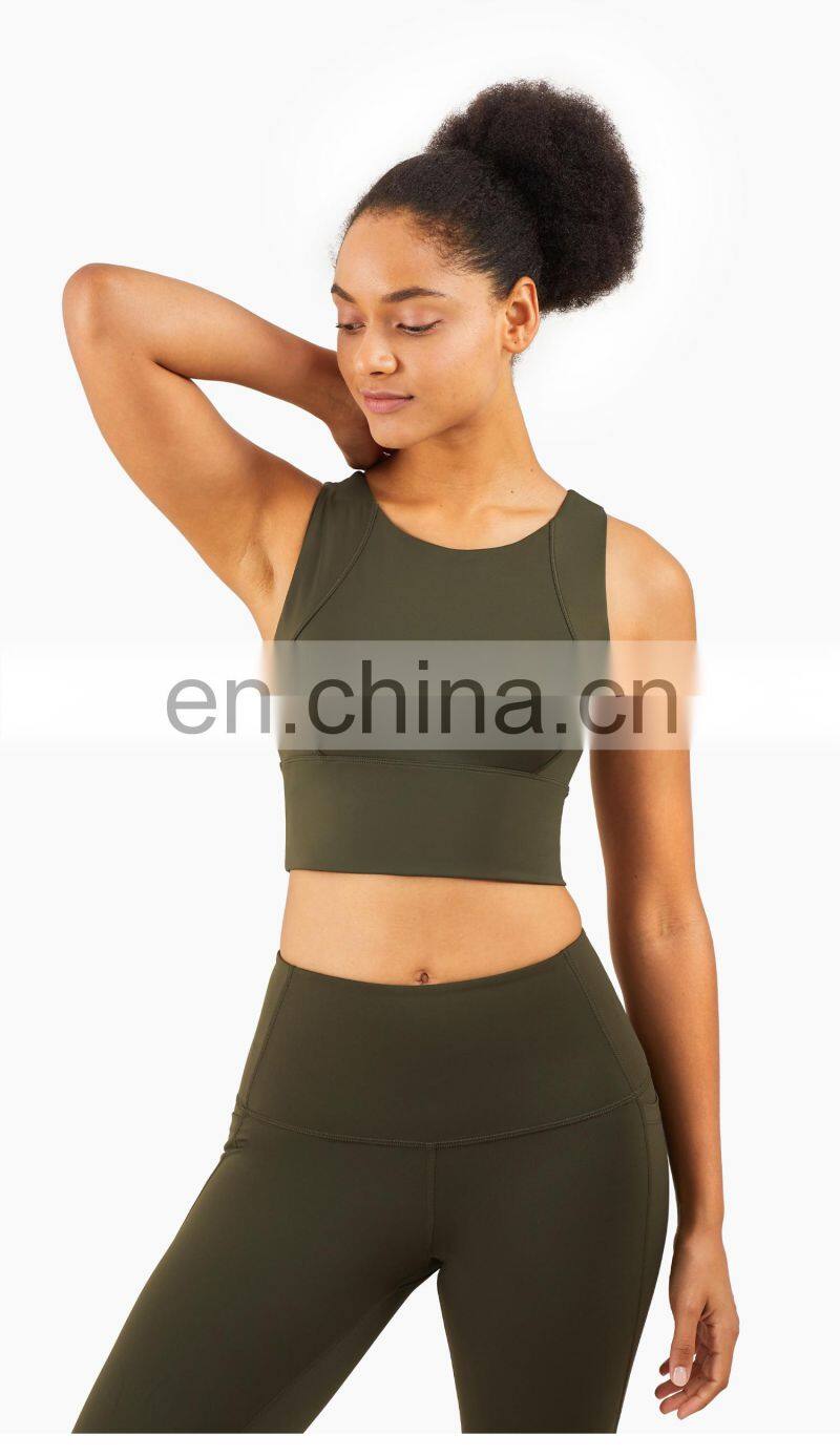 Fashion Custom Sports Bra With High Neck Running Shockproof Yoga Bra Fitness Tank Top Women