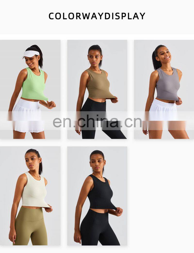 Ribbed Semi Fixed Cups Sports Bras Women Hot Sales High Impact Yoga Crop Tank Tops