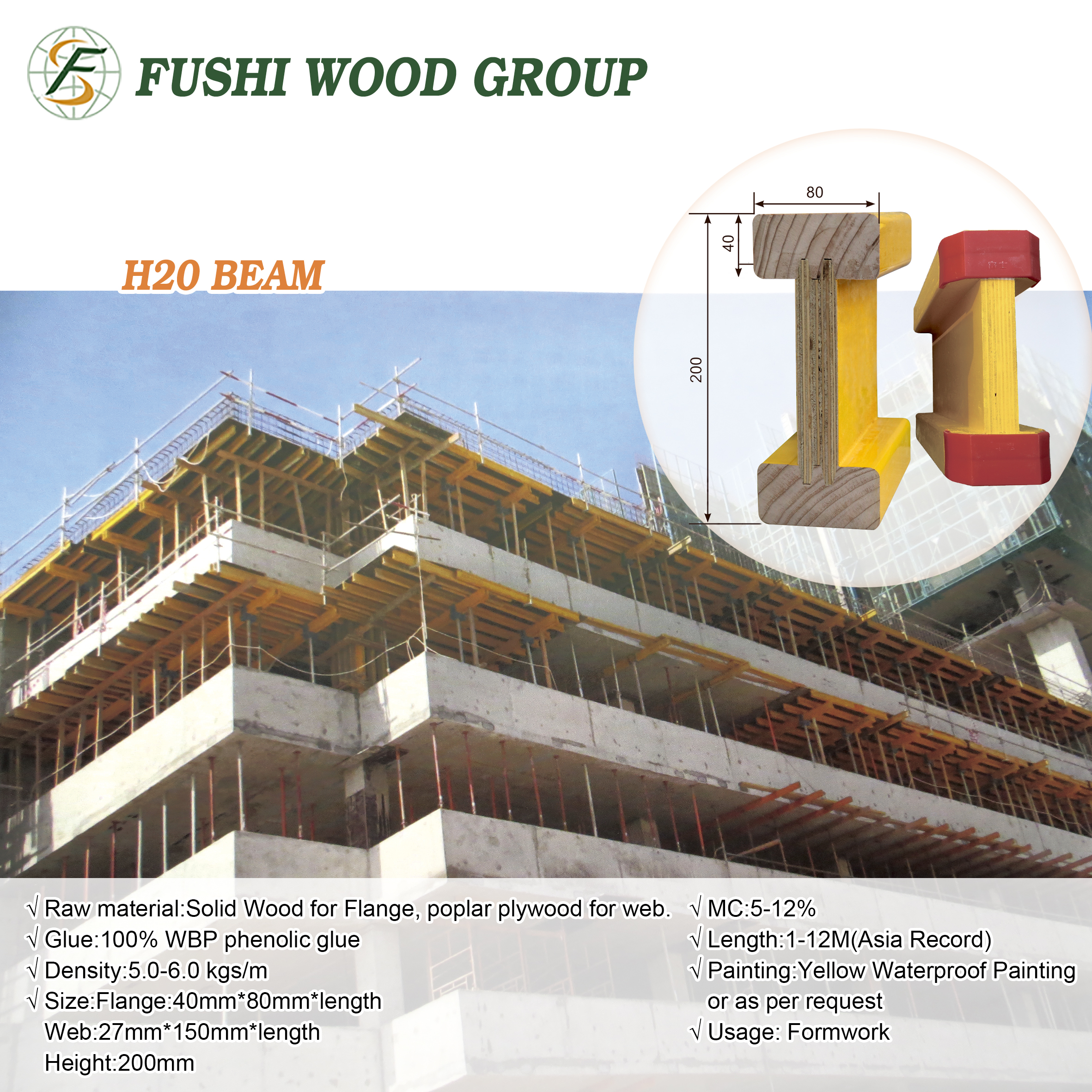 H20 Timber Beam for construction