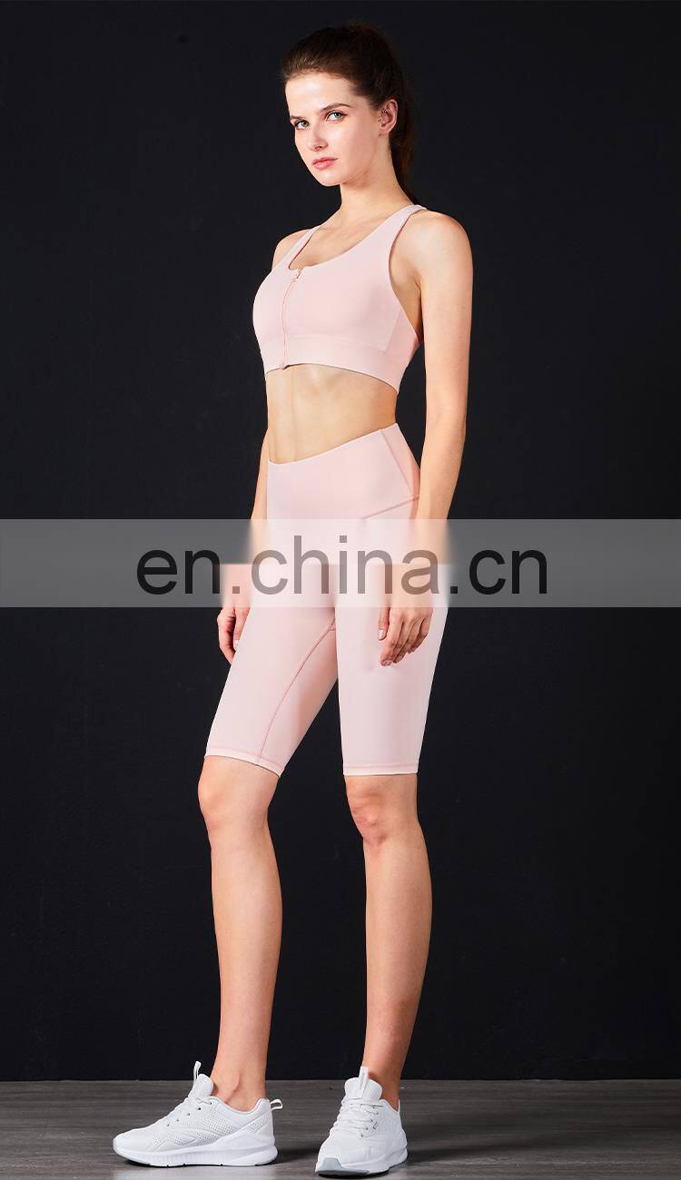 New Customized Front Zipper Shockproof Sports Bras Workout Fitness Yoga Tops