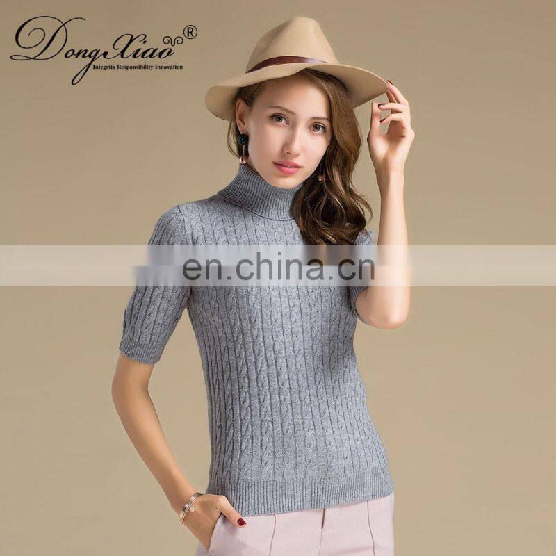 100% Cashmere Preppy Style Turtleneck Sweater Women Slim Fit Half Sleeves Solid Pattern Knitted Winter OEM Service Available