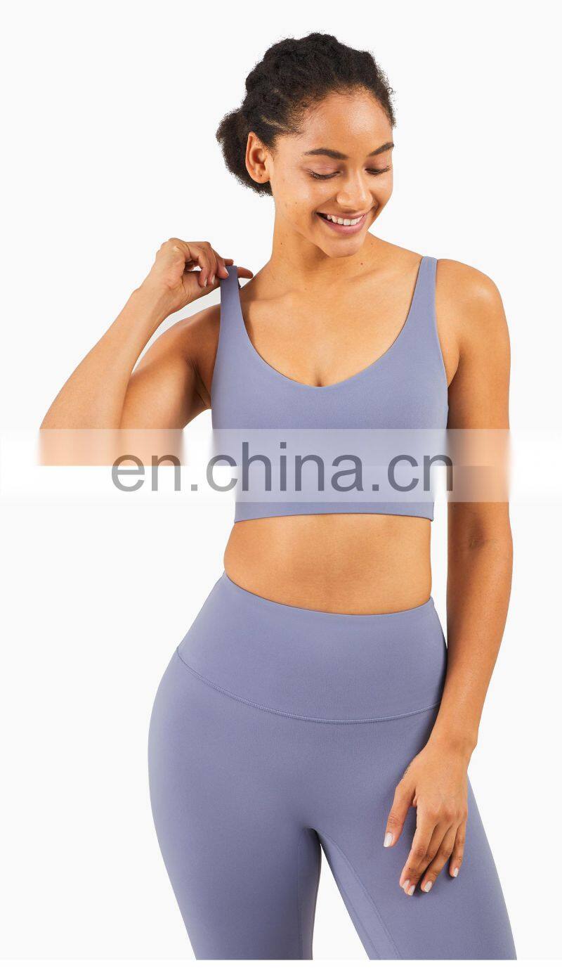 LOLOLULU Private Label Women Gym Yoga Bra V Neck Tank Top Fitness Athletic Clothes