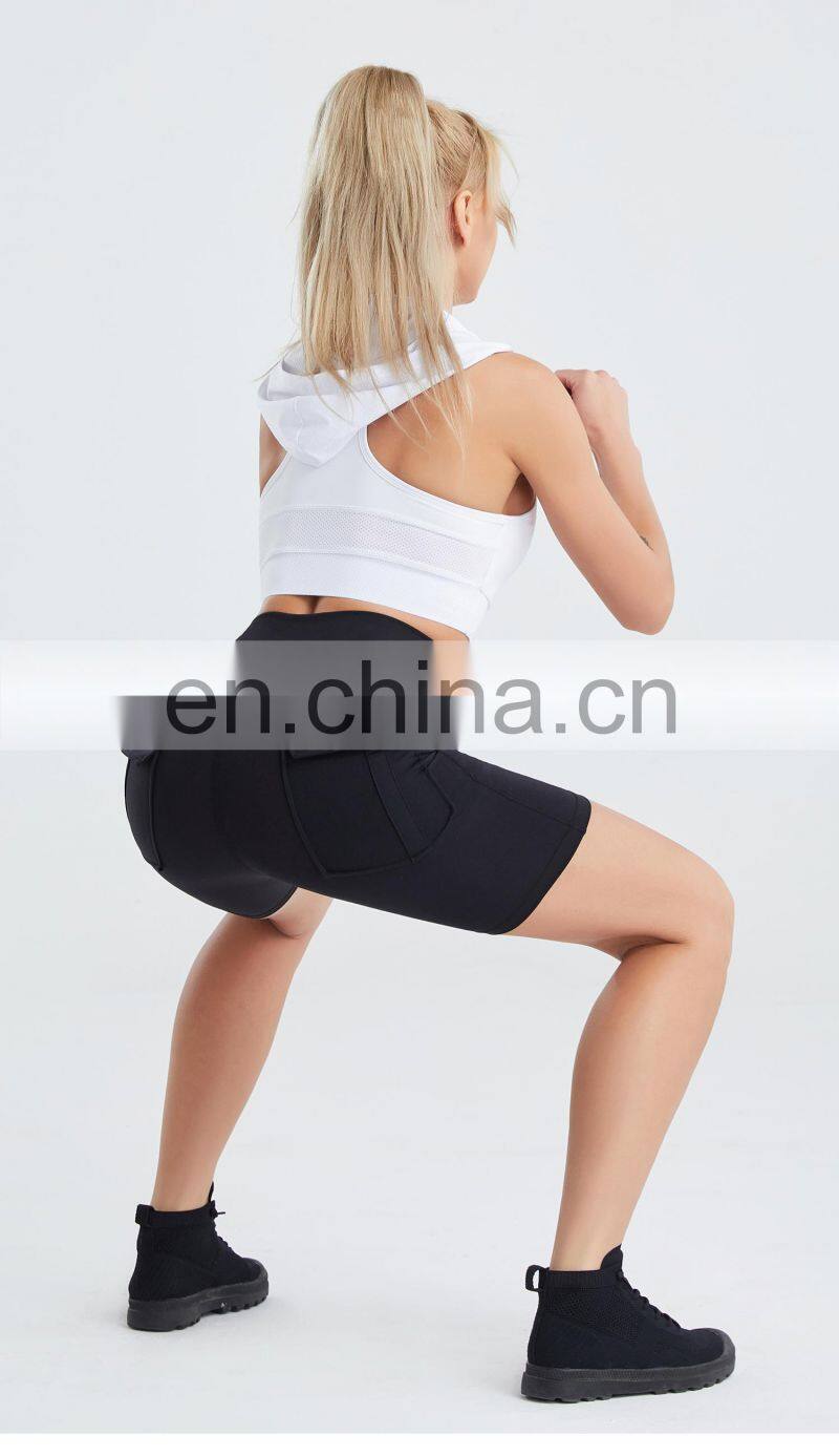 Hooded Running Grid Sports Vest Quick-Drying Breathable Nude Yoga Fitness Bra