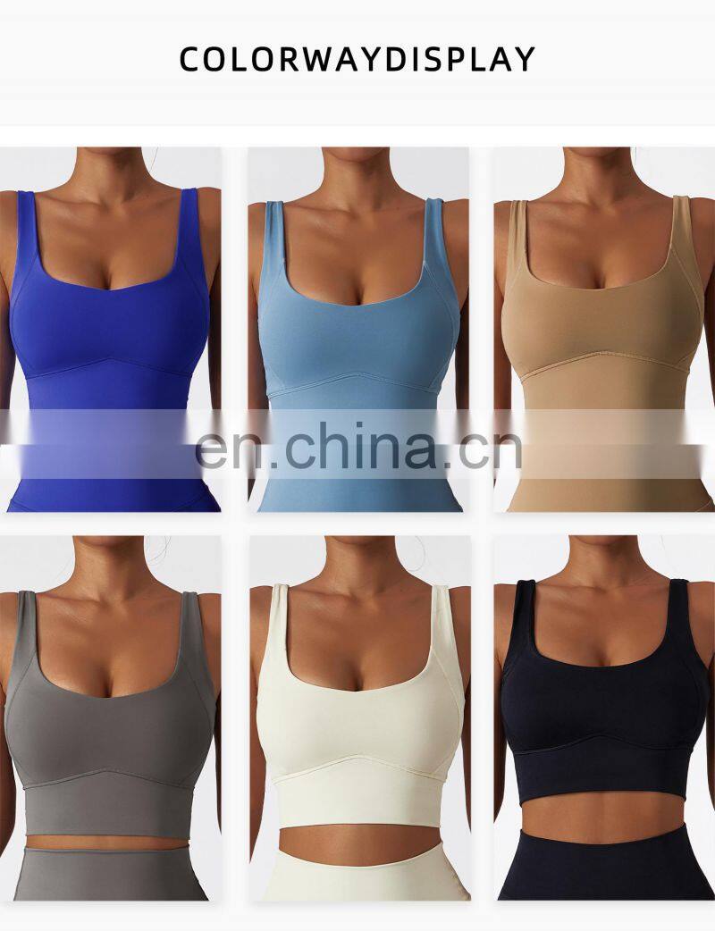 Women High Impact Soft Sports Breathable Bras Wholesale Workout V Cut Hem Yoga Tank Tops