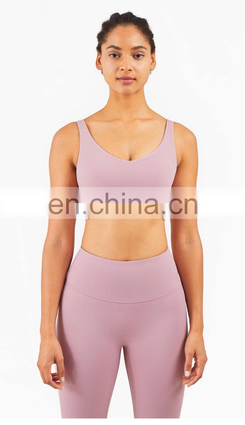 LOLOLULU Private Label Women Gym Yoga Bra V Neck Tank Top Fitness Athletic Clothes