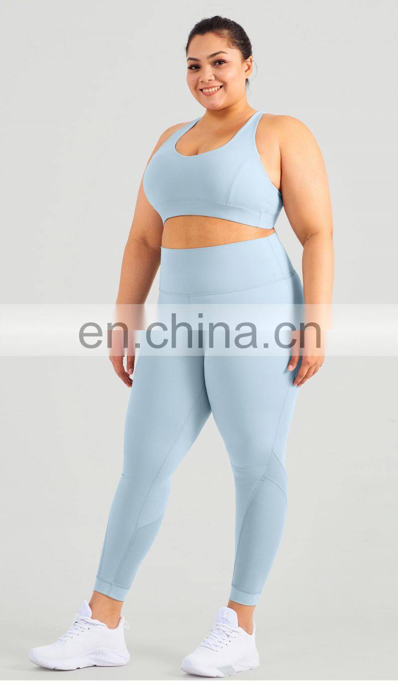 Tiktok 2 Pcs Women Fitness Yoga Sets Workout Plus Size Sport Wear Sexy Mesh Leggings