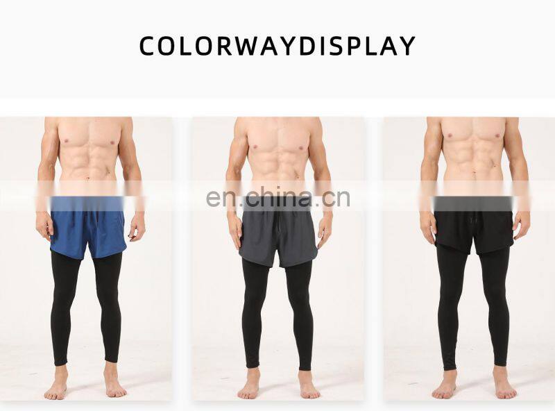 Quick-Drying Men's Leggings Casual Tights Body Two Pieces Running Fitness Sports Shorts