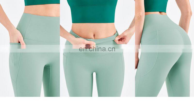 High Waist Yoga Leggings Women Recyclable Custom Gym Sports Pants With Pockets
