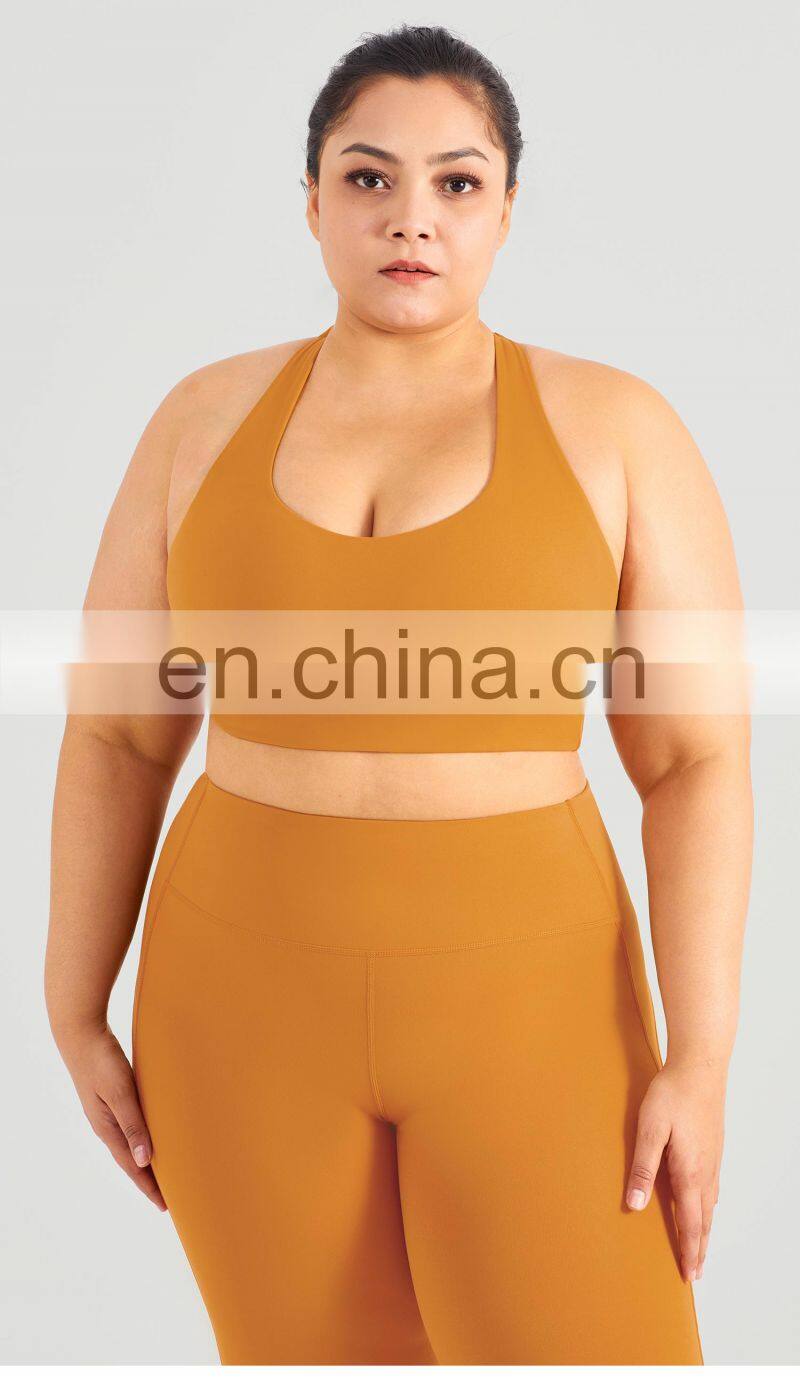 2022 High Impact Shockproof Cross Back Sports Bra Plus Size Women Gym Fitness Yoga Top