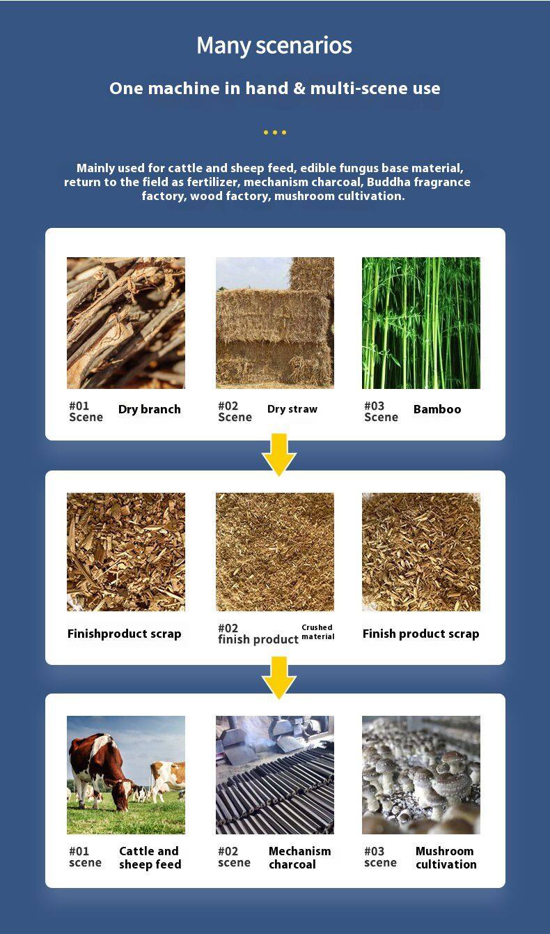 Factory Direct Large Mobile Branch Wood Chipper Garden Tree Crusher With Motor Used for Farm Construction Life-Long Maintenance