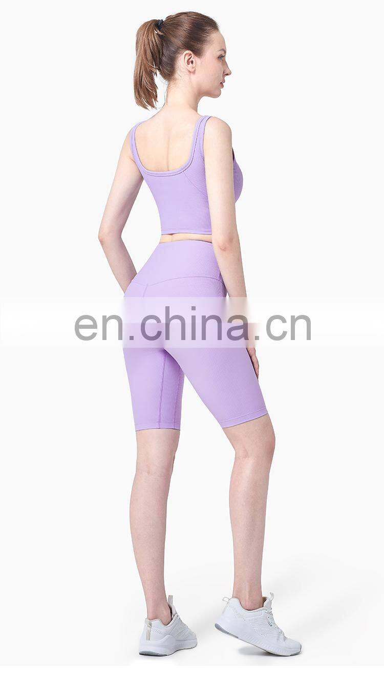 Women Athletic Underwear Sport Vest Yoga Fitness Bra Wear Active Tank Top Ribber Running Yoga Bra