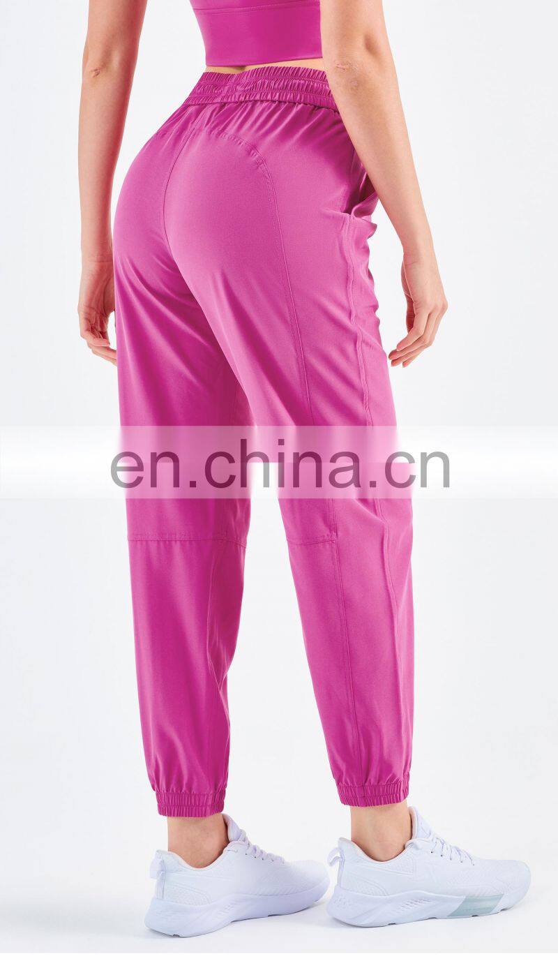UV Protection Outdoor Sweatpants Drawstring Gym Jogger Woman Yoga Pants With Pocket
