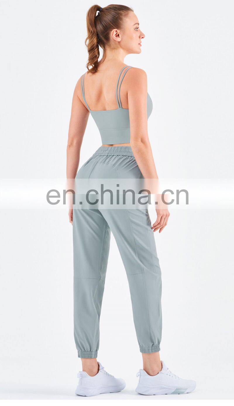UV Protection Outdoor Sweatpants Drawstring Gym Jogger Woman Yoga Pants With Pocket