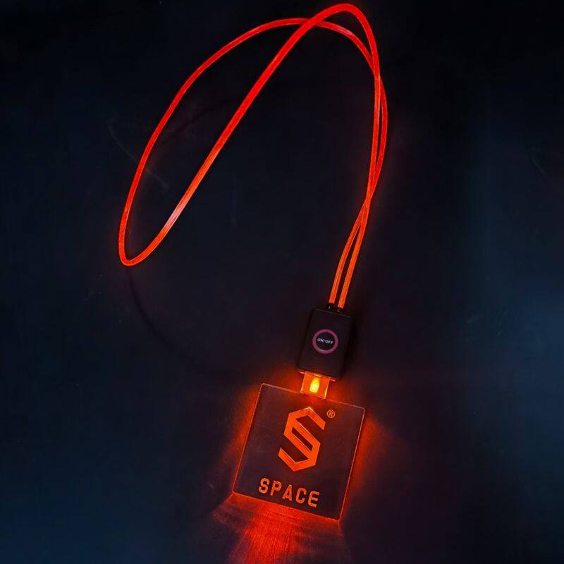 Party decoration flashing LED pendant necklace custom logo ID card LED lanyard