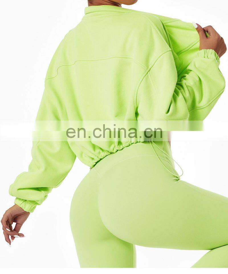 Full Zipper Women Custom Lightweight Slim Fit Yoga Jackets Long Sleeve Yoga Crop Tops