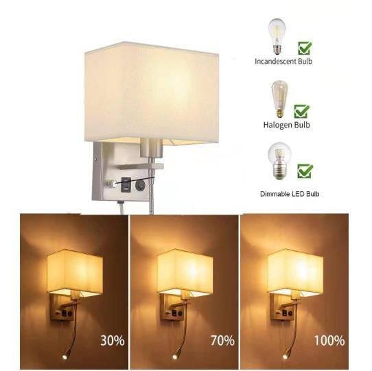 Hotel Bedside Wall Lights With Outlet (2)