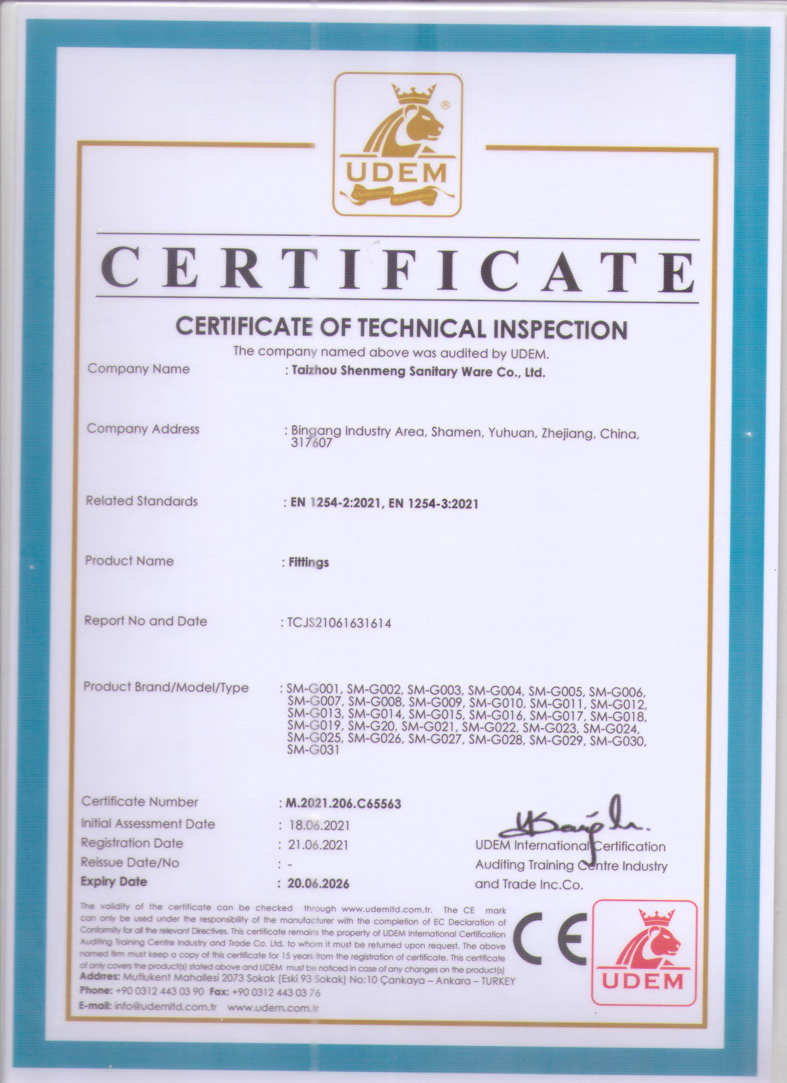 CE for brass fittings