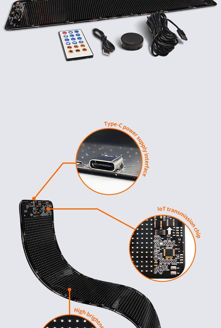 Super Bright Led Screen Led Scrolling Display Screen Sticker APP Programmable Soft Led Displays Flexible Led Screen for Car