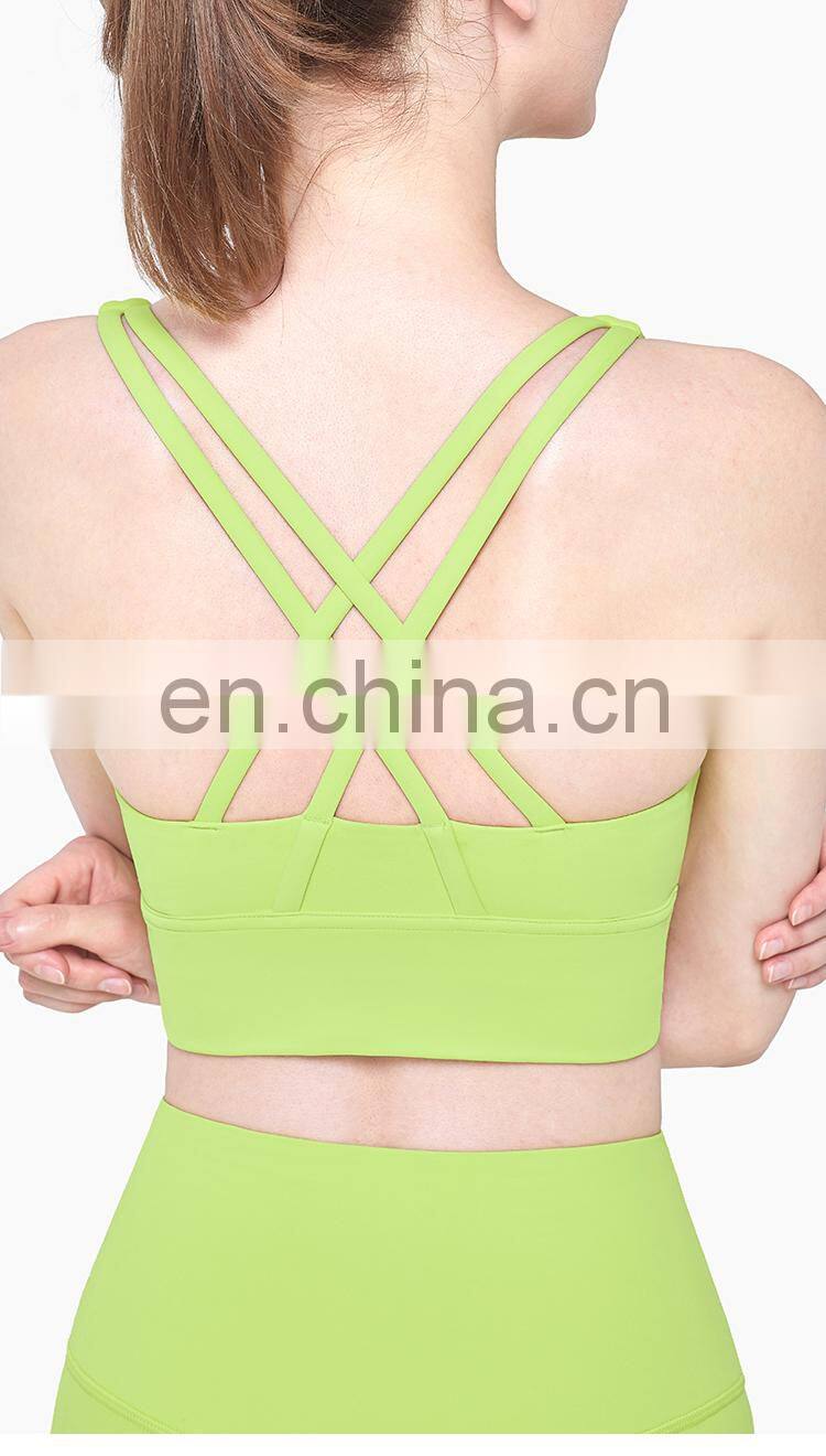 Private Label High Quality Ladies Sportswear Push up Yoga Bra U Neck Women Sexy Sports Bra Logo