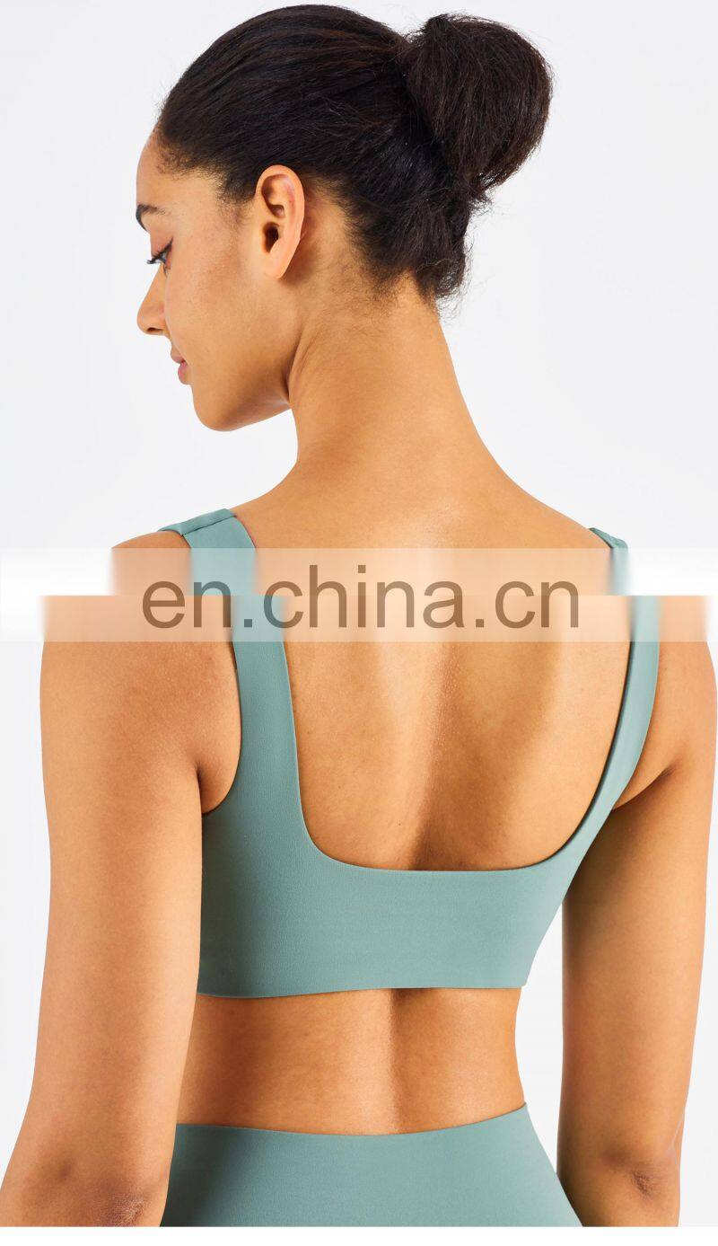 US Size High Stretch Yoga Bra Full Cover Fitness Sexy Woman Sports Bra Top Fitness Square Neck